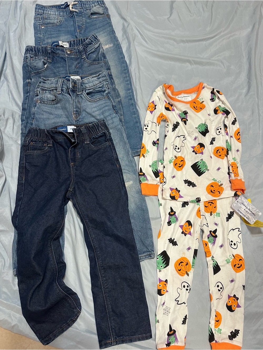 Tommy Bahama Kids Halloween Pajama Set - White & Orange Pumpkin Print